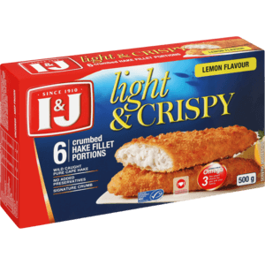 I&J Light & Crispy Lemon Flavoured 6 Crumbed Hake Fillet Portions 500g - myhoodmarket