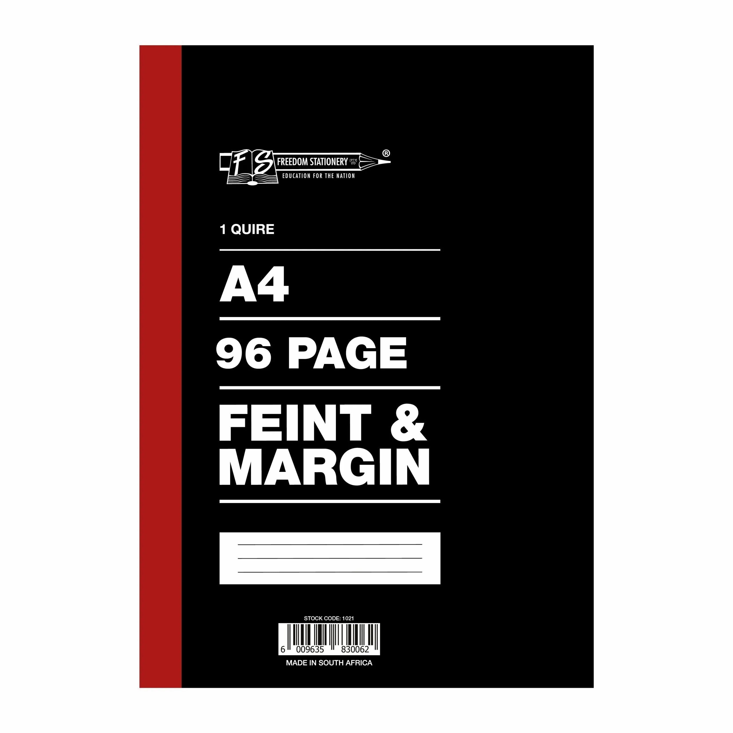 Marlin Freedom Stationery 1-Quire 96 Page A4 Feint & Margin Book