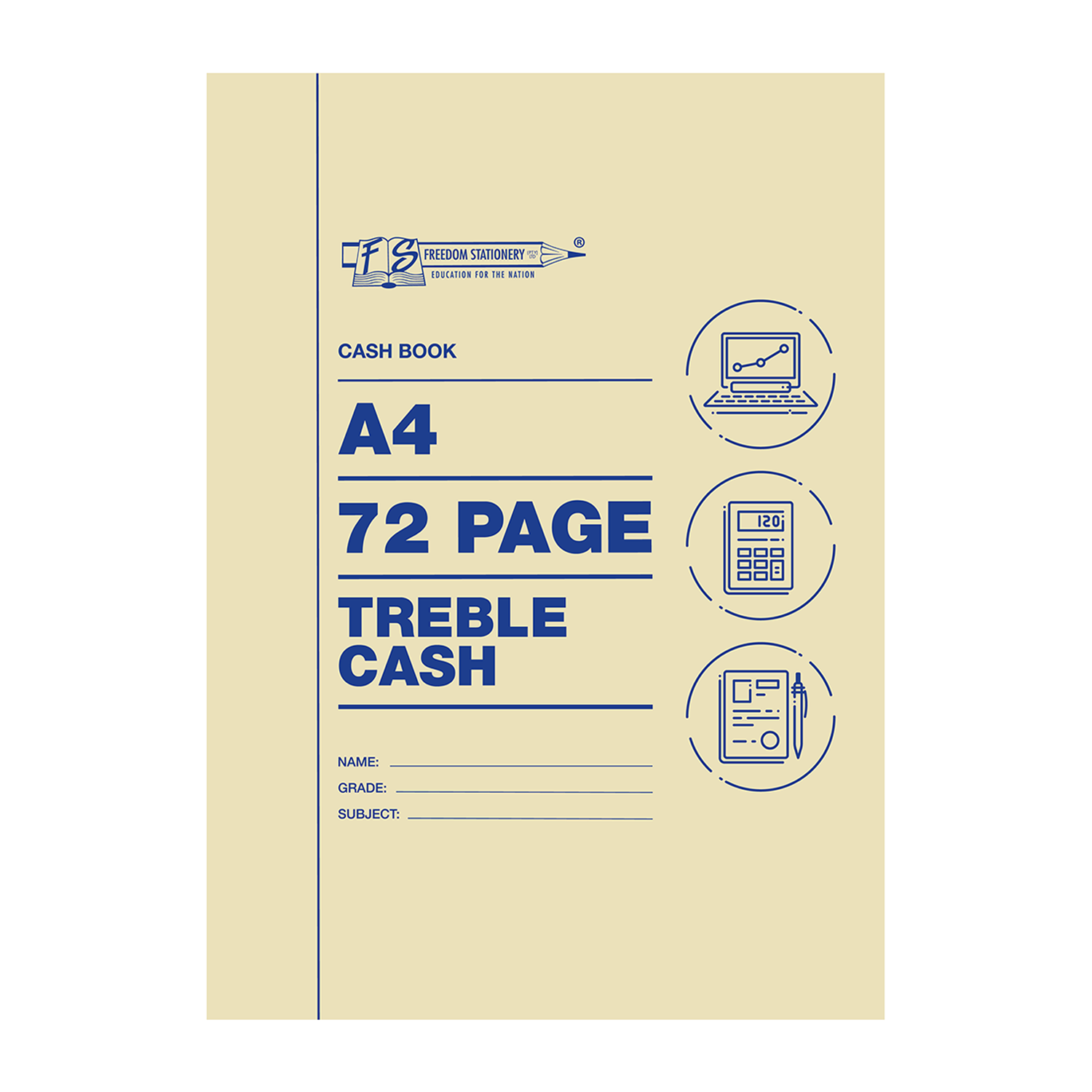 Freedom Stationery A4 Treble Cash 72 Page