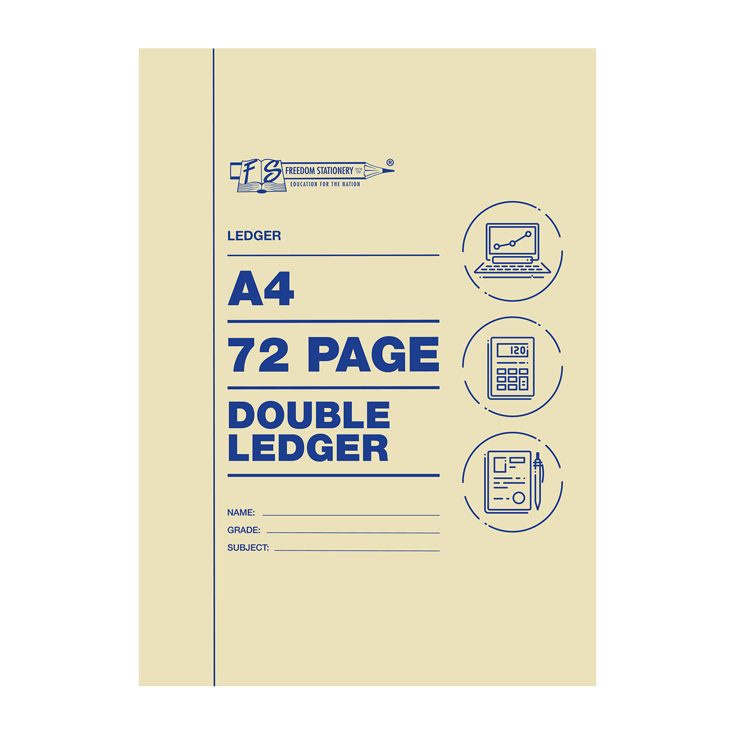 Freedom Stationery A4 Double Ledger 72 Page