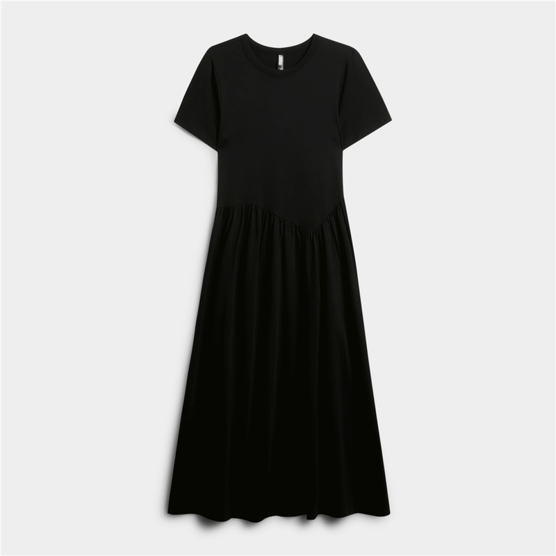 Women's Black Tiered Maxi T-Shirt Dress