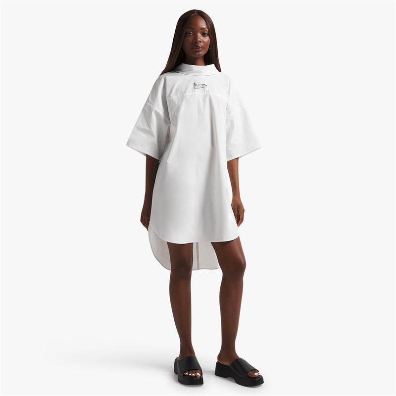 Women's White Shaped Hem T-Shirt Dress