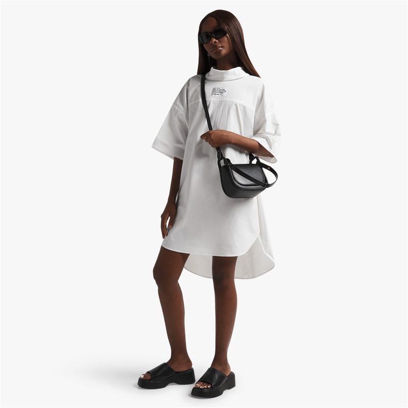 Women's White Shaped Hem T-Shirt Dress