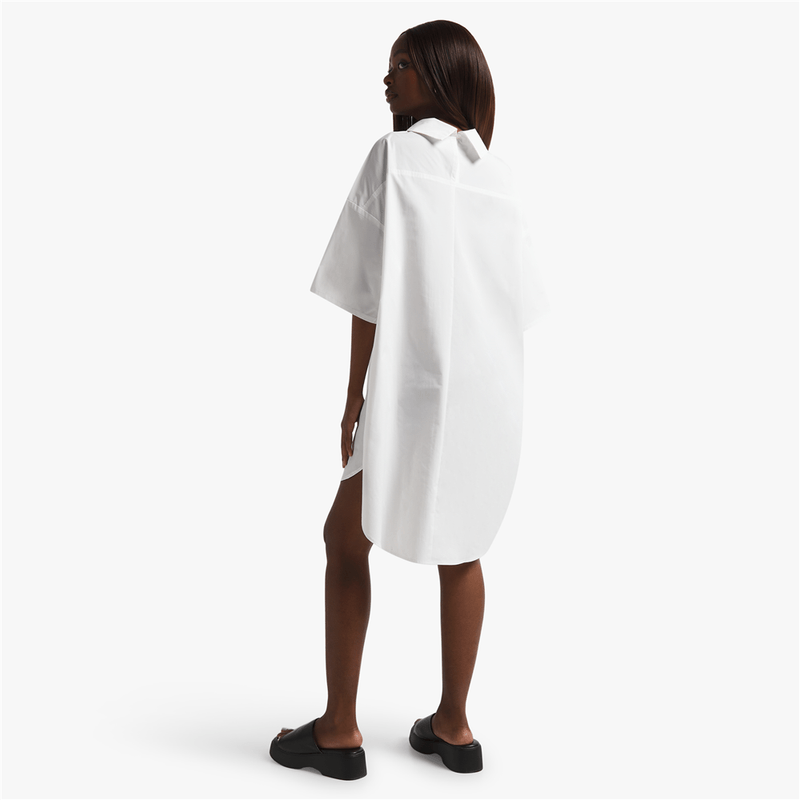 Women's White Shaped Hem T-Shirt Dress
