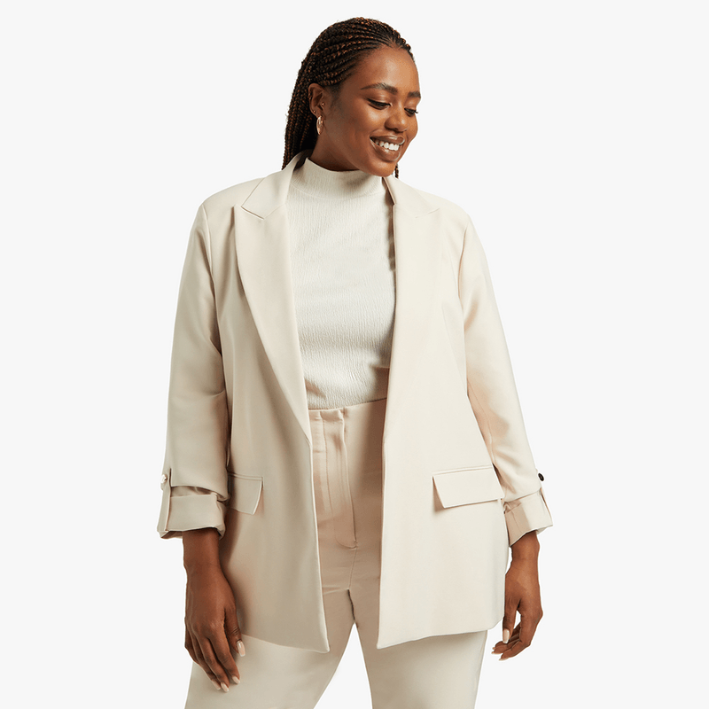 Tab Sleeve Single Breast Blazer