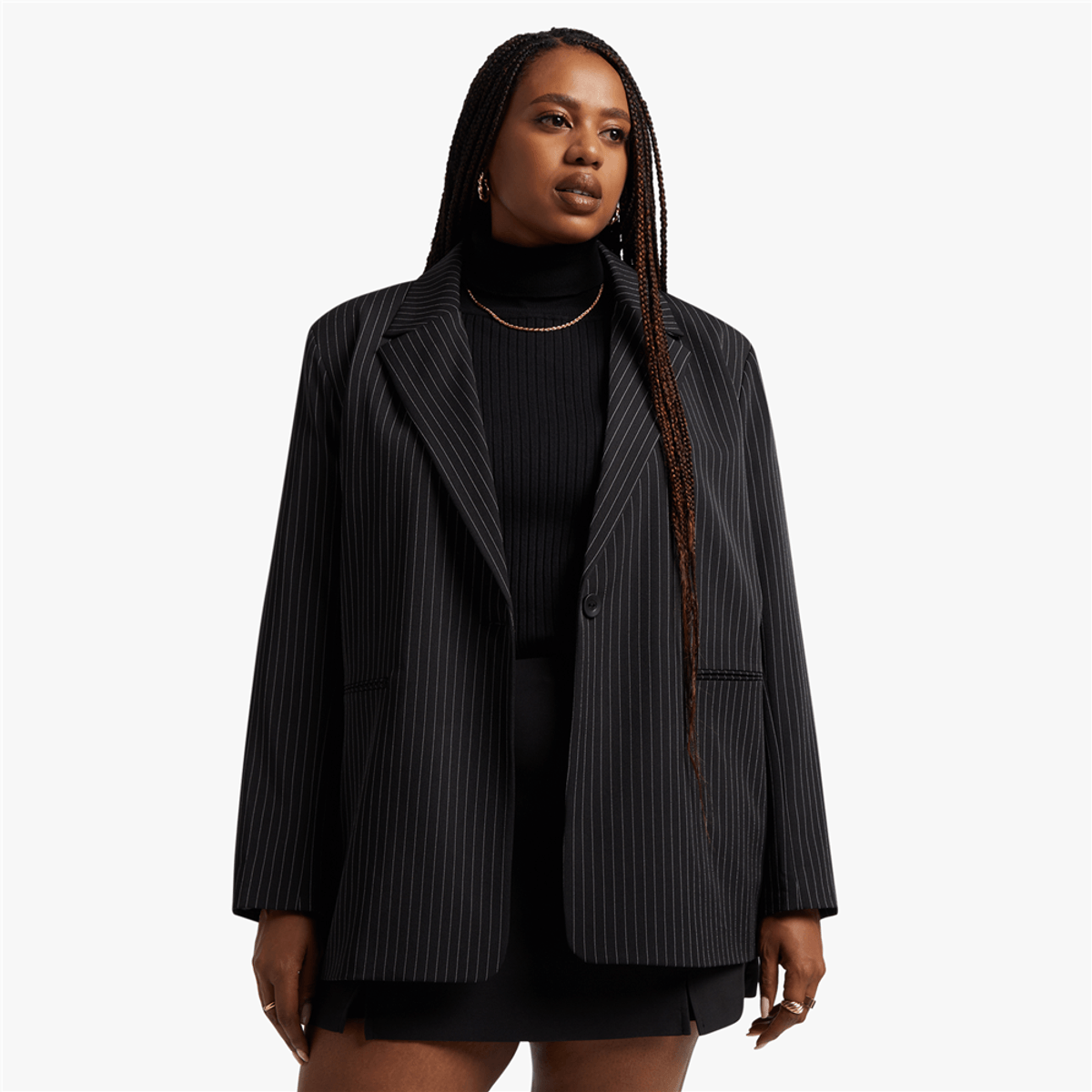 Y&G Pinstripe Boyfriend Blazer