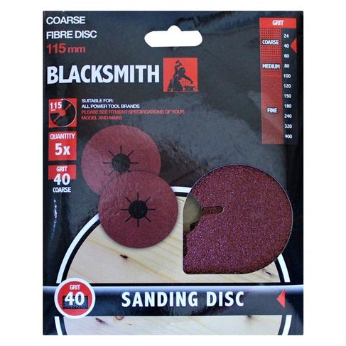 Blacksmith Grinder Fibre Sand Disc 40 Grit (115mm)