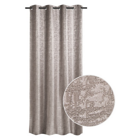 Jacquard Embossed Eyelet Curtain - Grey (2500 x 2300mm)