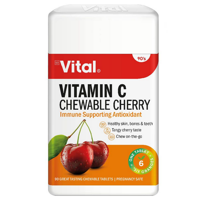 Vital Vitamin C 300mg Chewable Cherry Tablets 100 Pack