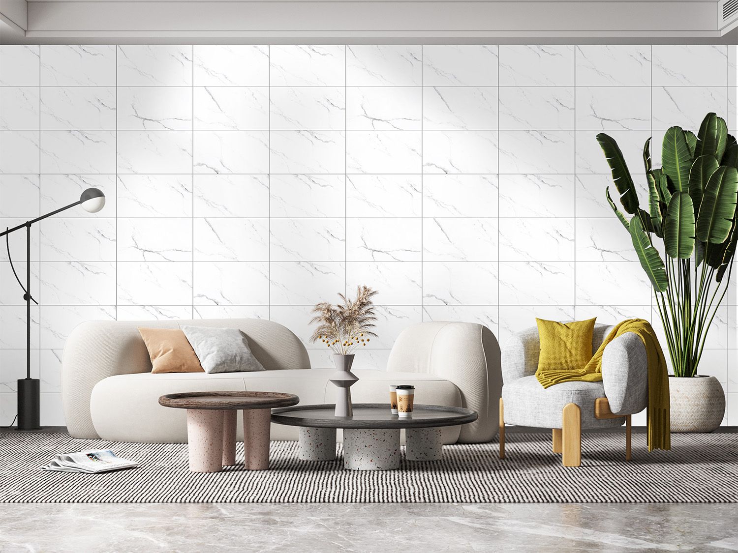 Domus White Shiny Ceramic Wall Tile - 600 x 300mm