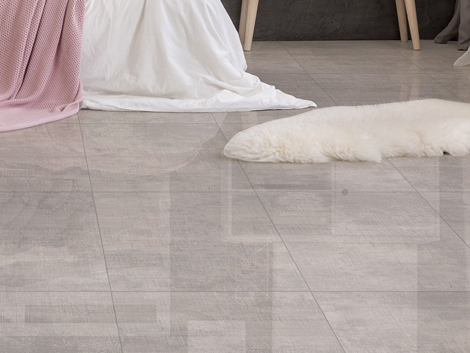 Essien Grey EcoTec Shiny Glazed Porcelain Floor Tile - 600 x 600mm