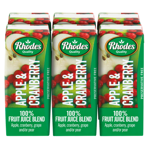 Rhodes 100% Apple & Cranberry Juice 6 x 200ml