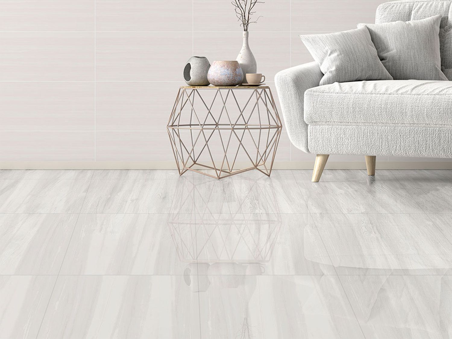 Delta White EcoTec Rectified Shiny Hard Body Ceramic Floor Tile - 600 x 600mm