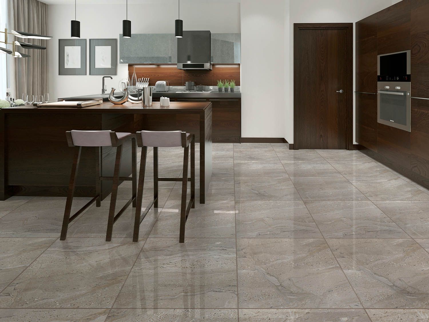 Pascal Ivory EcoTec Rectified Shiny Hard Body Ceramic Floor Tile - 600 x 600mm