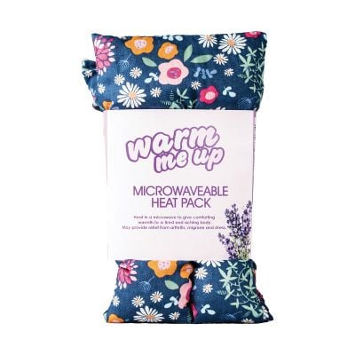 Warm Me Up Heat Pack With Cover Wheat & Lavender Microwaveable Floral Navy