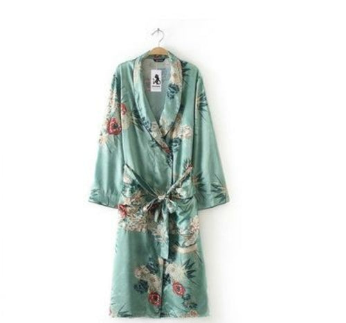 Printed gown and kimono cardigan