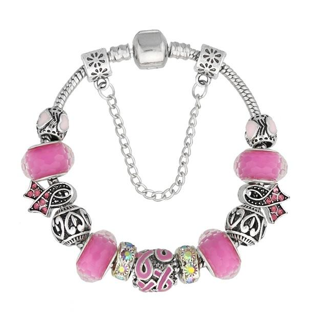 Yoga-Supreme™ Murano Glass Breast Cancer Bracelet