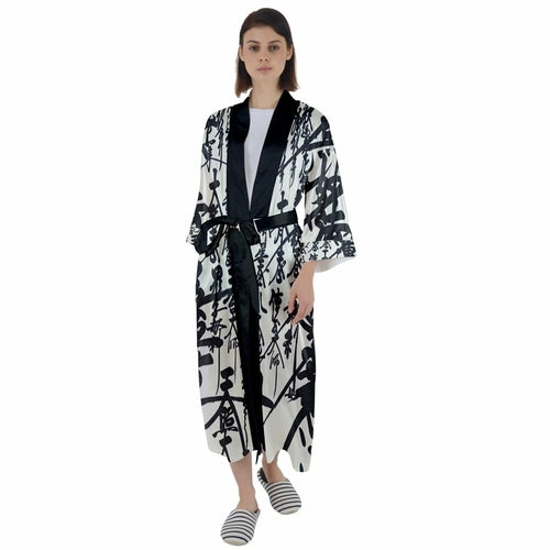 Oriental Design Maxi Satin Kimono Maxi Satin Kimono