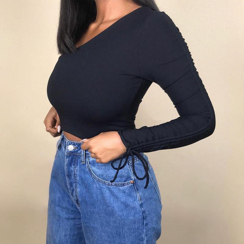 Women Sexy One-shoulder Short Top Blouse