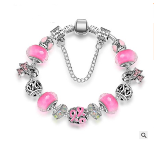 Yoga-Supreme™ Murano Glass Breast Cancer Bracelet