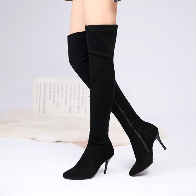 High-heeled stretch boots high boots over-the-knee boots warm boots