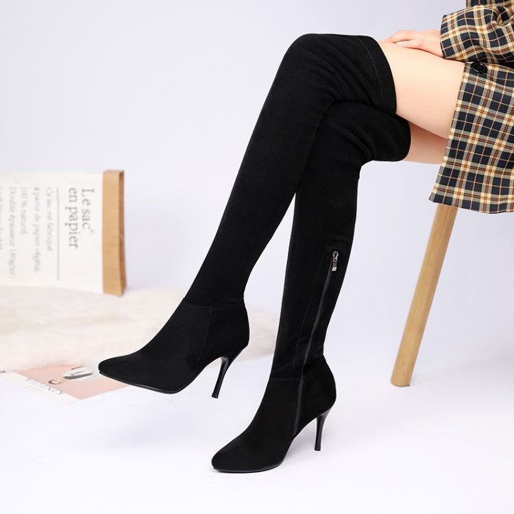 High-heeled stretch boots high boots over-the-knee boots warm boots