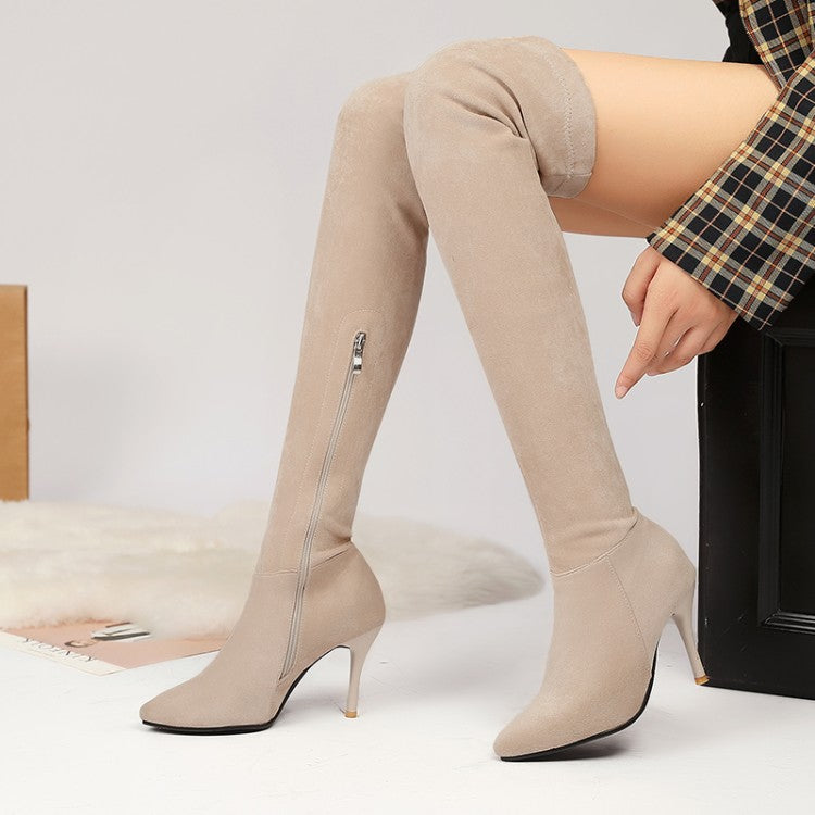 High-heeled stretch boots high boots over-the-knee boots warm boots