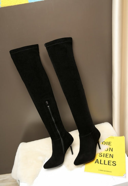 High-heeled stretch boots high boots over-the-knee boots warm boots