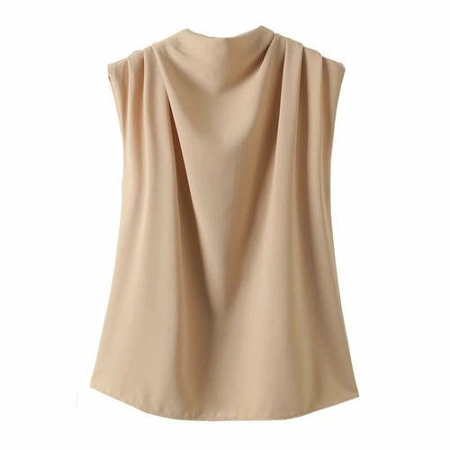 2021Pleated Sleeveless High Neck Pullover