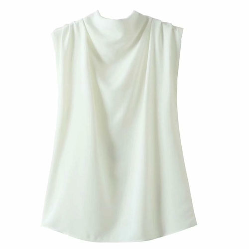 2021Pleated Sleeveless High Neck Pullover