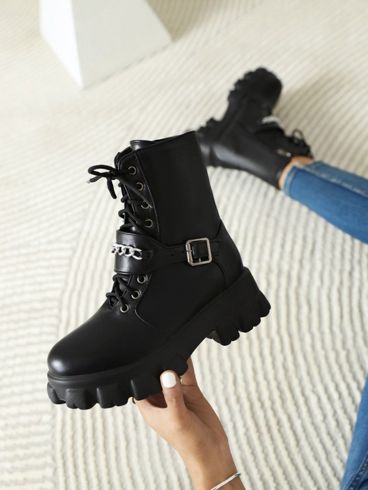 Women's short boots platform High Heel Block Heel Ankle boots