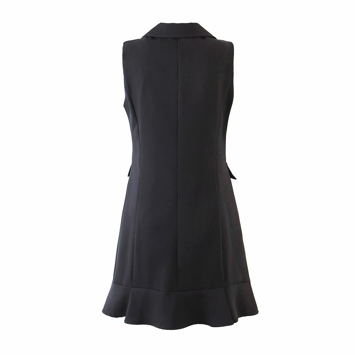 Sleeveless Ruffle Hem Vest Long Coat