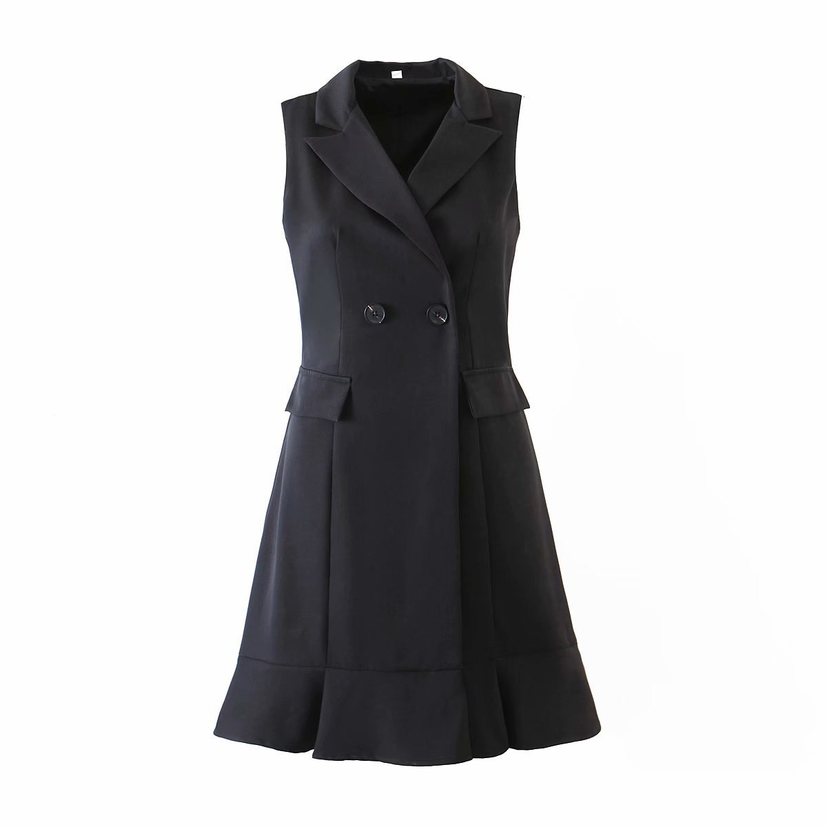 Sleeveless Ruffle Hem Vest Long Coat