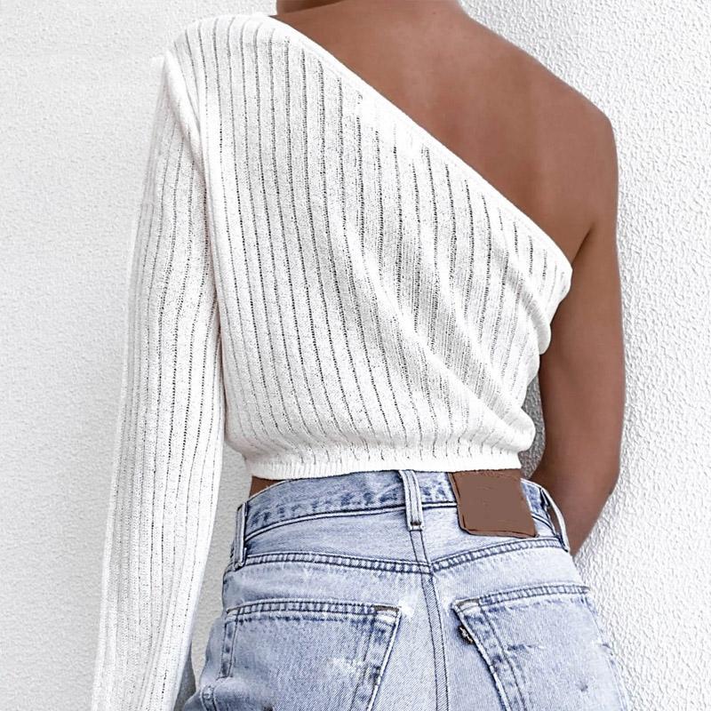 Sexy One-Shoulder Ruched Sweater
