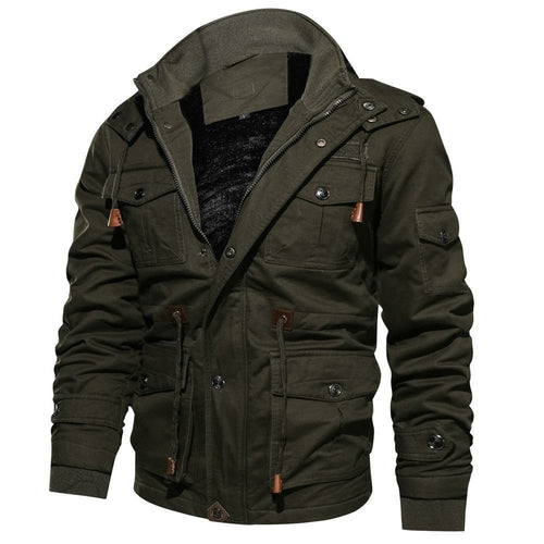 Male Military Jacket  Warm Hooded Coat Thermal Thick Outerwear