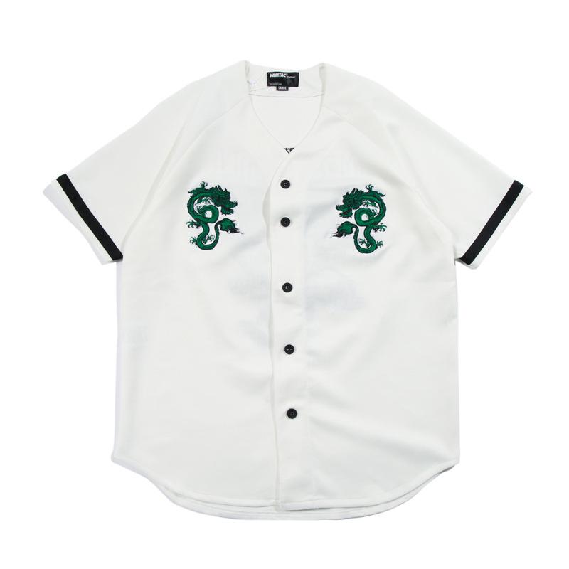 Flying Dragon Embroidered Short Sleeve Shirt