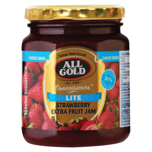 All Gold Lite Strawberry Extra Fruit Jam Jar 300g