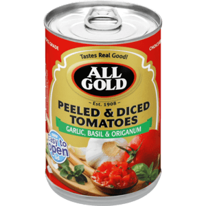 All Gold Peeled & Diced Garlic, Basil & Origanum Tomatoes 400g - myhoodmarket