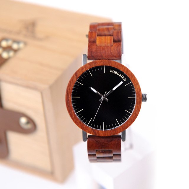 M16 Red Sandalwood Analog Watch With
