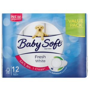 Baby Soft Fresh White 2 Ply Toilet Paper Rolls 12 Pack - myhoodmarket
