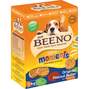Beeno Crunchy Moments Peanut Butter Flavoured Large Dog Biscuits 1kg