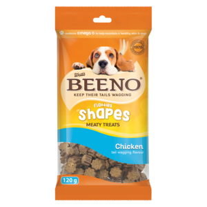 Beeno Flatties Shapes Meaty Treats Chicken Flavoured Dog Treats 120g