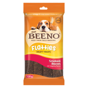 Beeno Flatties Smoked Bacon Flavoured Dog Treats 120g