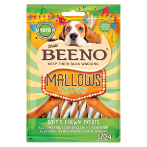 Beeno Mallows Honey & Yoghurt Flavoured Swirl Dog Treats 120g