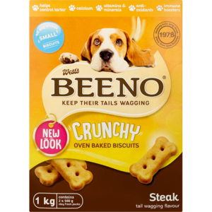 Beeno Small Steak Flavoured Crunchy Dog Biscuits 1kg