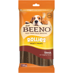 Beeno Steak Flavoured Rollies Dog Treats 120g