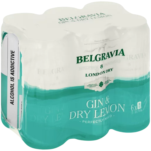Belgravia London Dry Gin & Dry Lemon Cans 6 x 440ml