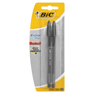 Bic Cristal Black Ball Pen 2 Pack - myhoodmarket