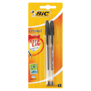 Bic Crystal Black Ball Pen 2 Pack - myhoodmarket