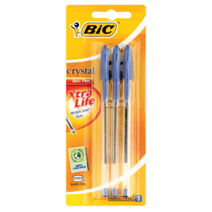 Bic Crystal Blue Ballpoint Pen 3 Pack - myhoodmarket